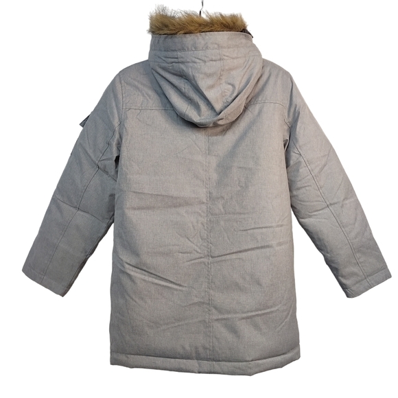 Swiss Tech Boy's Gray Winter Parka Faux Fur Jacket Size L (10/12) - Picture 2 of 12